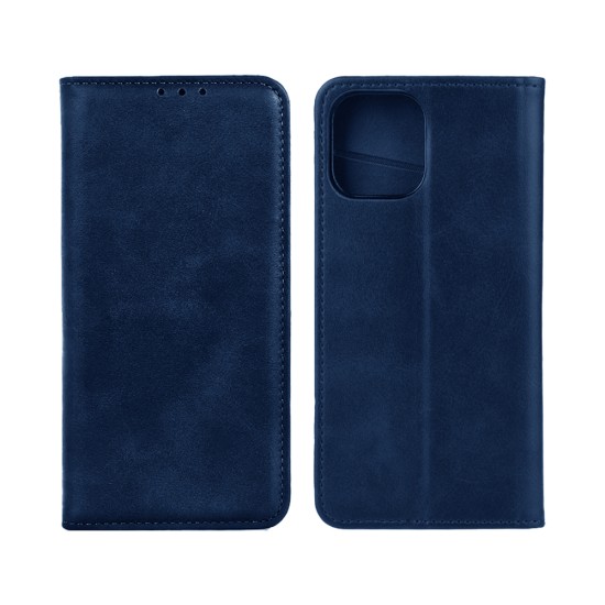 Capa Flip de Couro com Bolso Interno para Apple iPhone 14 Plus Azul