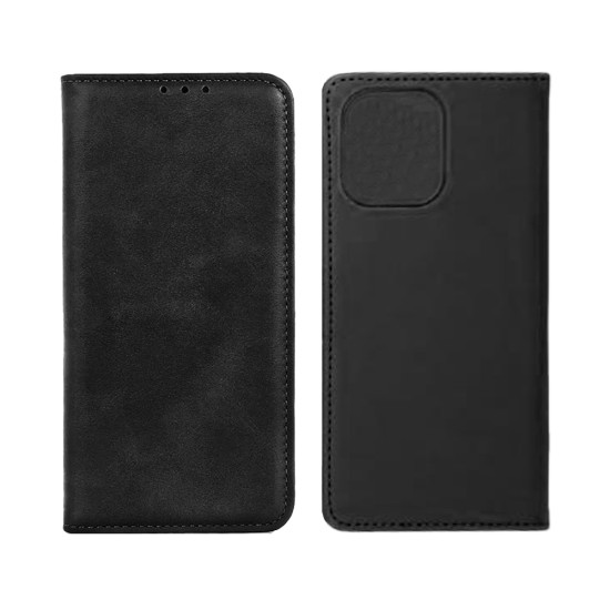 Capa Flip de Couro com Bolso Interno para Xiaomi Redmi Note 12R Preto