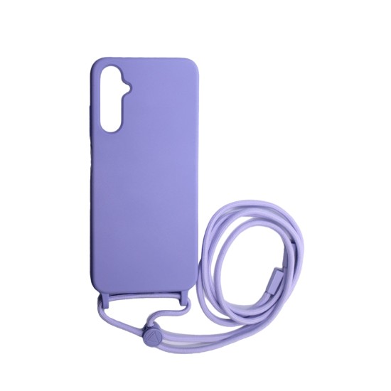 Capa de Silicone com Cordão para Samsung Galaxy A14 4G/A14 5G Roxo