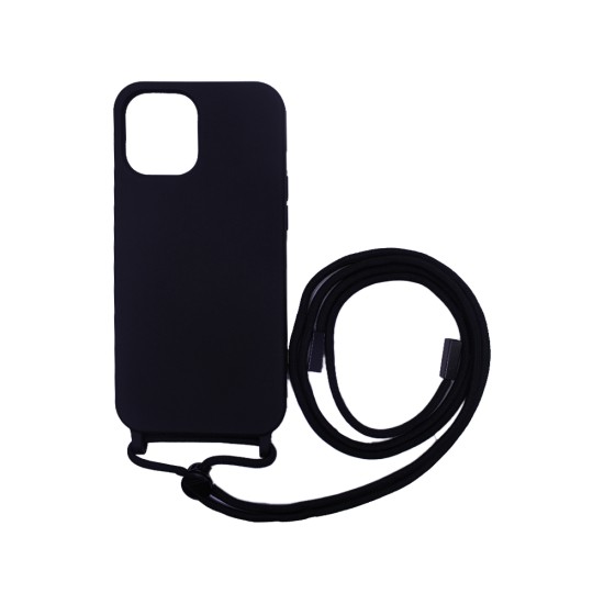 Capa de Silicone com Cordão para Apple iPhone 15 Preto