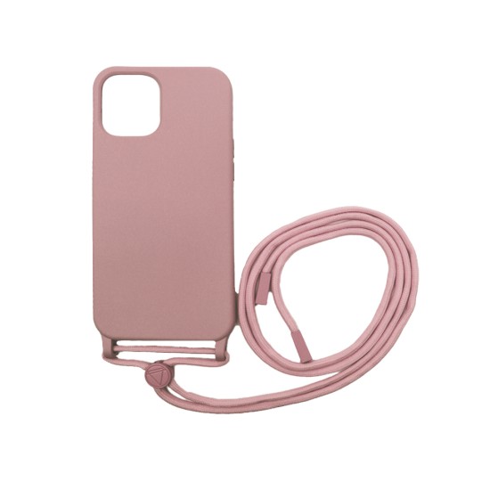 Capa de Silicone com Cordão para Apple iPhone 12 Pro Max Rosa