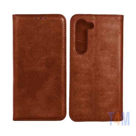 Leather Flip Cover with Internal Pocket for Samsung Galaxy S24 Plus Brown