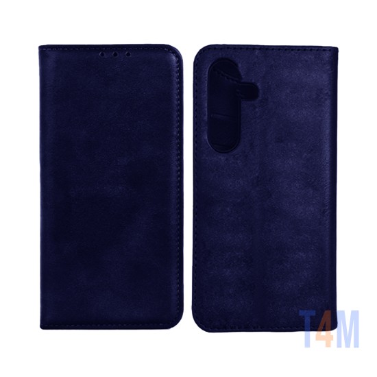 Funda Abatible de Cuero con Bolsillo Interno para Samsung Galaxy A25 Azul