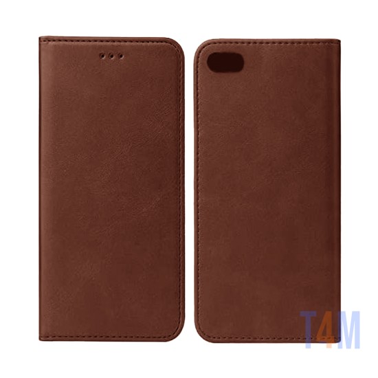 Leather Flip Cover with Internal Pocket For Apple Iphone 7g/8g/SE Brown