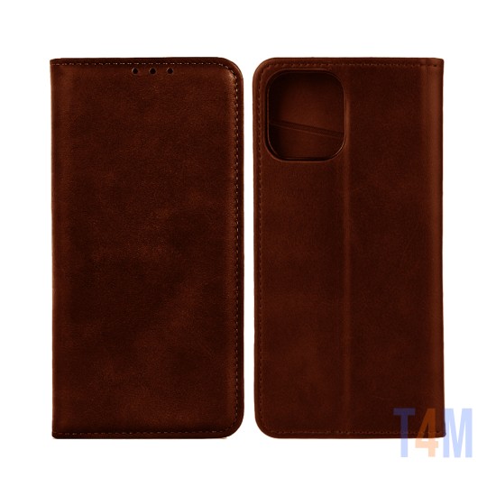 Leather Flip Cover with Internal Pocket For Apple iPhone 11 Pro Brown