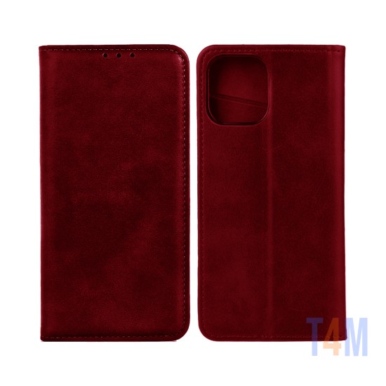 Capa Flip de Couro com Bolso Interno para Apple iPhone 11 Pro Max Vermelho