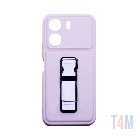 Capa Silicone com suporte para Xiaomi Redmi 13C/Poco C65 Creme