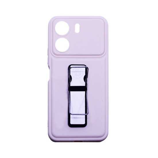 Capa Silicone com suporte para Xiaomi Redmi 13C/Poco C65 Creme