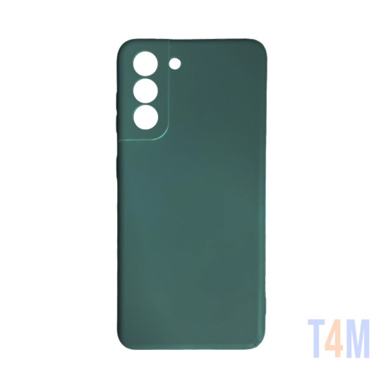 Funda de Silicona con Marco de Cámara para Samsung Galaxy S21 Verde Oscuro