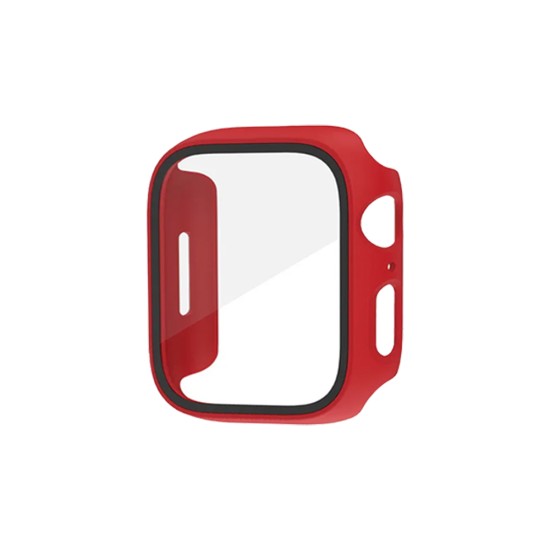 Capa+Vidro Temperado para Apple iwatch Série 45mm Vermelho