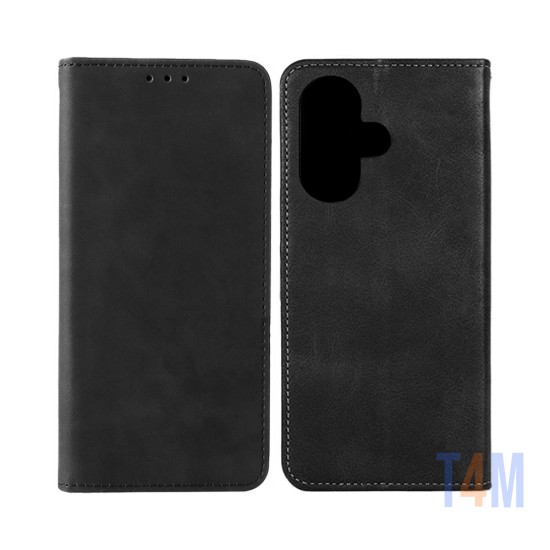 Capa Flip de Couro com Bolso Interno para Apple iPhone 16 Preto