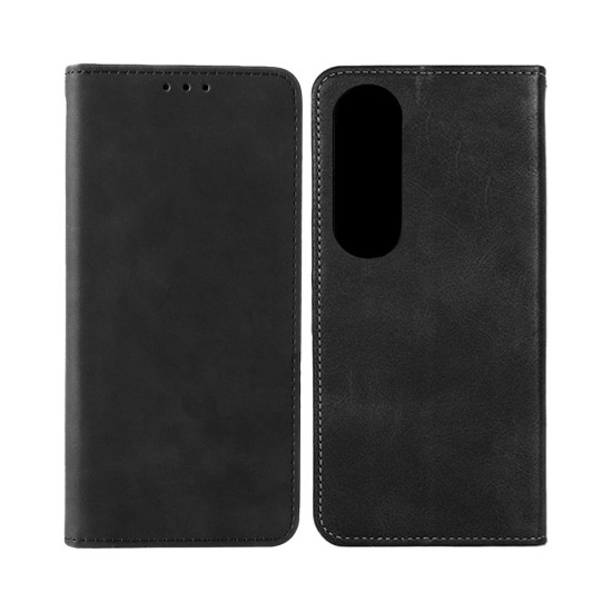 Capa de Couro com Bolso Interno para Oppo A60 Preto