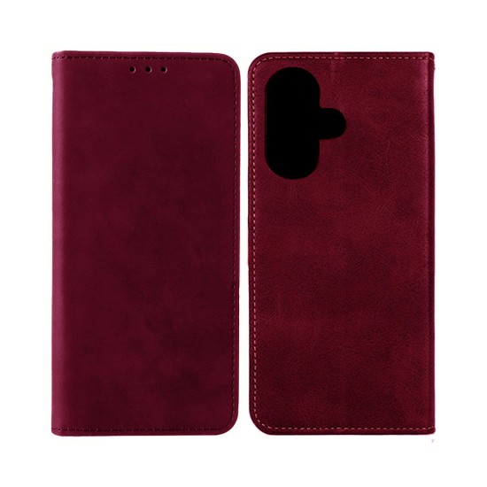 Leather Flip Cover with Internal Pocket For Apple iPhone 16 Plus Red