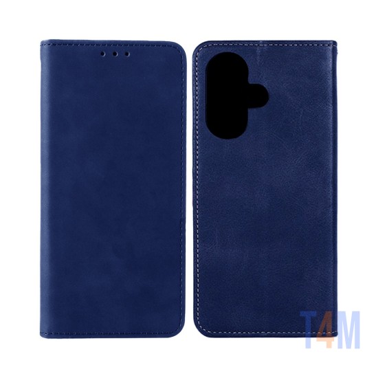 Funda Abatible de Cuero con Bolsillo Interno para Xiaomi Redmi 13 Azul