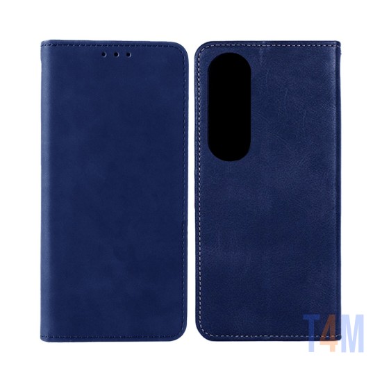 Funda Abatible de Cuero con Bolsillo Interno para Oppo A60 Azul