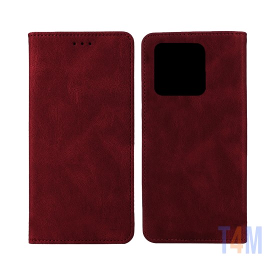Leather Flip Cover with Internal Pocket For Xiaomi Redmi 10c Red