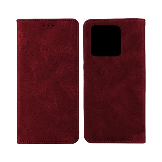 Capa Flip de Couro com Bolso Interno para Xiaomi Redmi 10c Vermelho