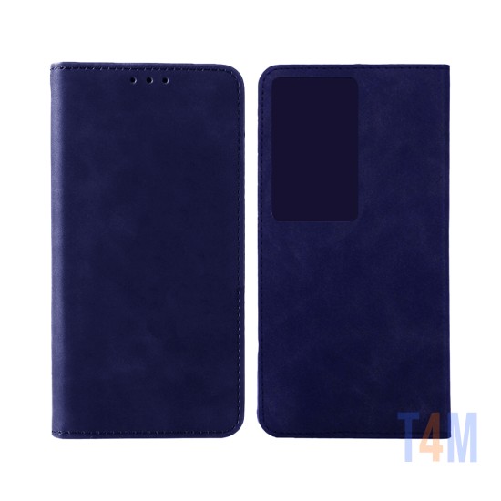 Capa Flip de Couro com Bolso Interno para Oppo A79 5G Azul