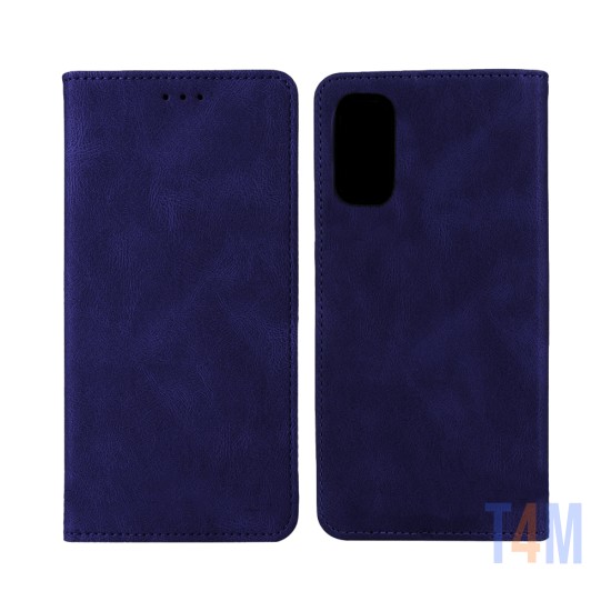 Leather Flip Cover with Internal Pocket for Samsung Galaxy S20 FE Blue
