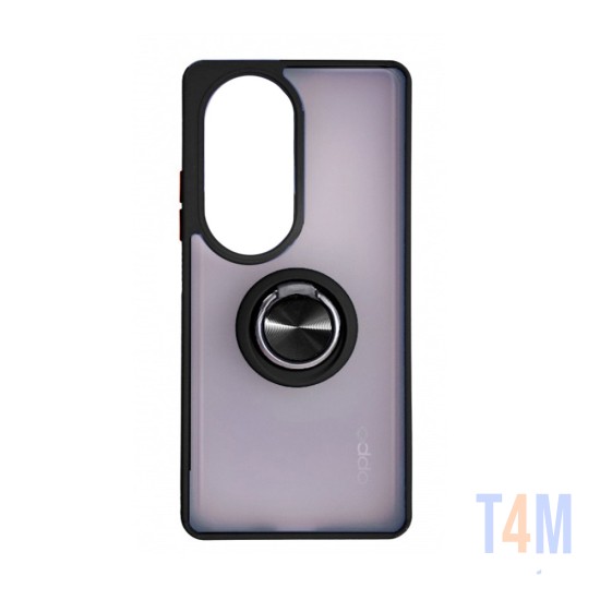 Funda con Anilla de Soporte para Oppo A60 Negro Ahumado