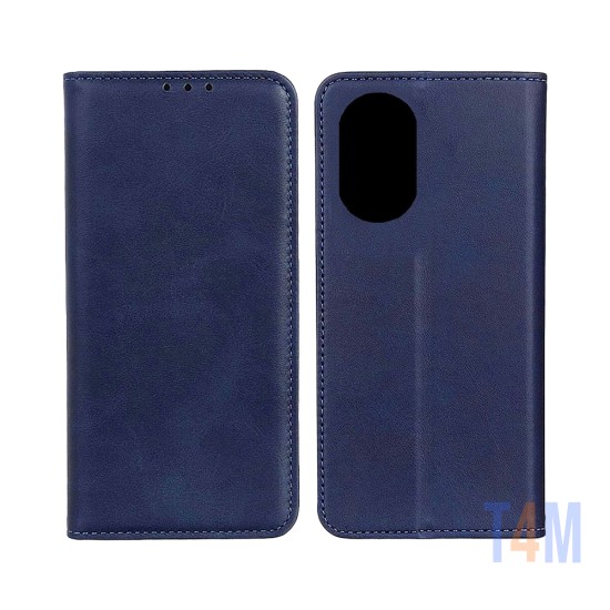 Leather Flip Cover with Internal Pocket For Oppo A98 5G Blue