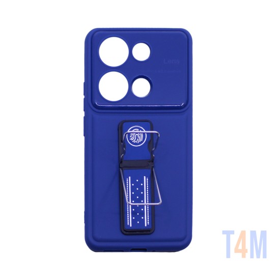 Capa Silicone com suporte para Xiaomi Redmi Note 13 Pro 4G/Poco M6 Pro 4G Azul