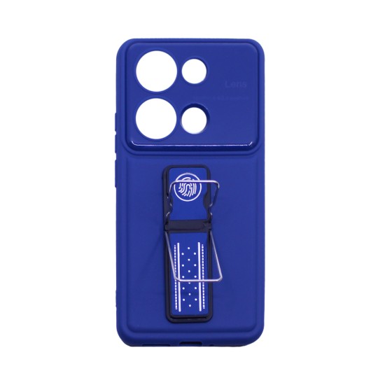 Capa Silicone com suporte para Xiaomi Redmi Note 13 Pro 4G/Poco M6 Pro 4G Azul