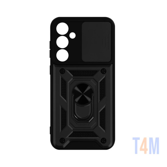 Funda Dura Diseño Con Soporte Y Protección De Cámara Para Samsung Galaxy A15 Negro