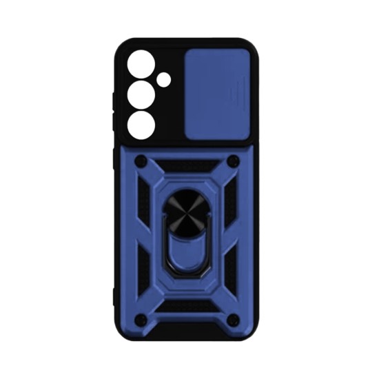 Capa Duro Designer Com Suporte E Proteção De Câmera Para Samsung Galaxy A15 Azul	