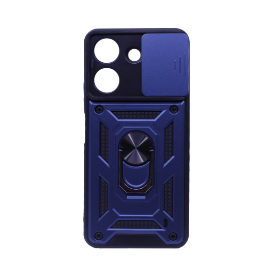 Capa Duro Designer Com Suporte E Proteção De Câmera Para Xiaomi Redmi 13C/Poco C65 Azul