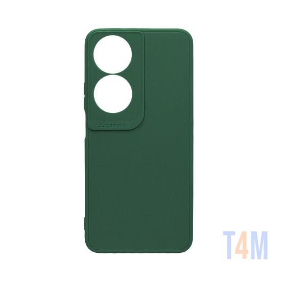 Soft Silicone Case with Camera Shield for Huawei Honor 90 Smart/Honor X7B Dark Green