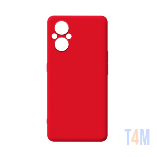 Capa de Silicone com Moldura de Câmera para Oppo Reno8 Lite Vermelho