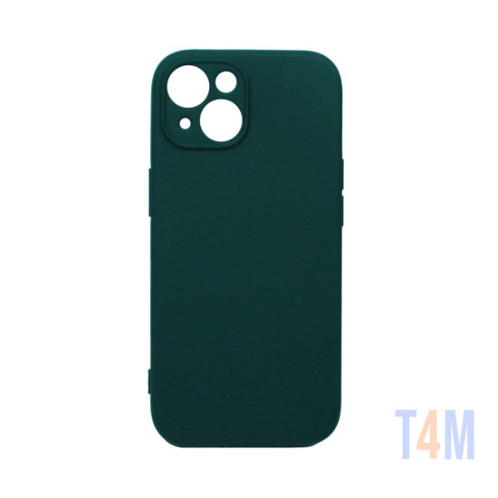 Capa de Silicone com Moldura de Câmera para Apple iPhone 15 Verde Escuro