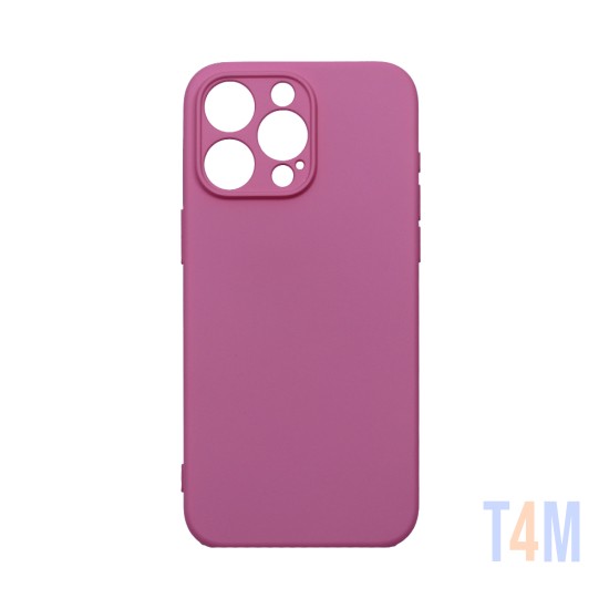 Capa de Silicone com Moldura de Câmera para Apple iPhone 15 Pro Max Rosa