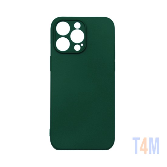 Capa de Silicone com Moldura de Câmera para Apple iPhone 14 Pro Max Verde Escuro