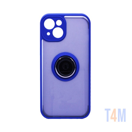 Funda con Anilla de Soporte para Apple iPhone 13 Azul Ahumado