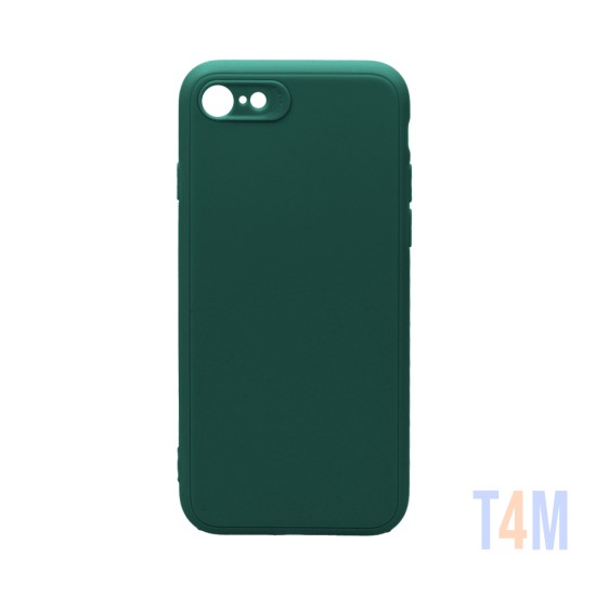 Capa de Silicone Macio com Moldura de Câmera para Apple iPhone 7/iPhone 8/iPhone SE Verde Escuro