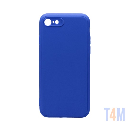 Capa de Silicone Macio com Moldura de Câmera para Apple iPhone 7/iPhone 8/iPhone SE Azul Escuro