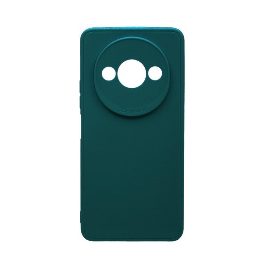 Capa de Silicone Macio com Moldura de Câmera para Xiaomi Redmi A3 Verde Escuro