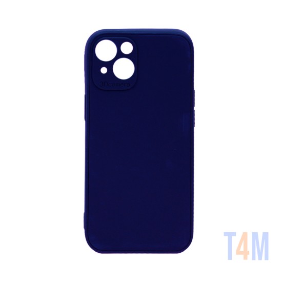 Soft Silicone Case with Camera Shield for Apple iPhone 15 Dark Blue