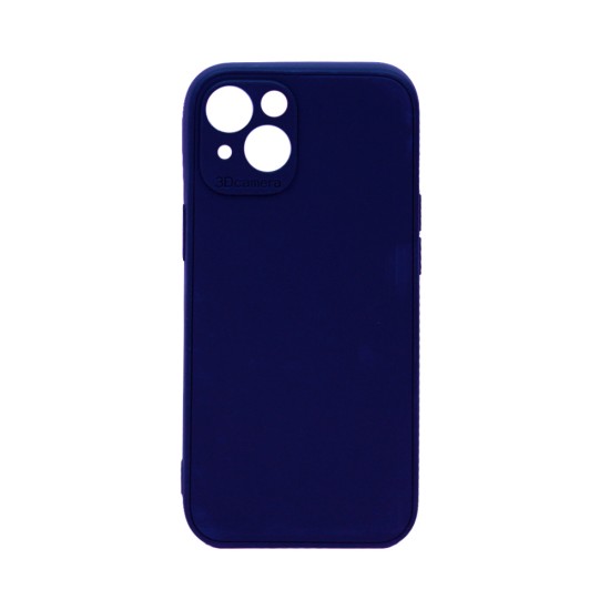 Capa de Silicone Macia com Moldura de Câmera para Apple iPhone 15 Azul Escuro