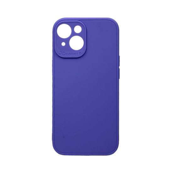 Capa de Silicone Macia com Moldura de Câmera para Apple iPhone 15 Roxo