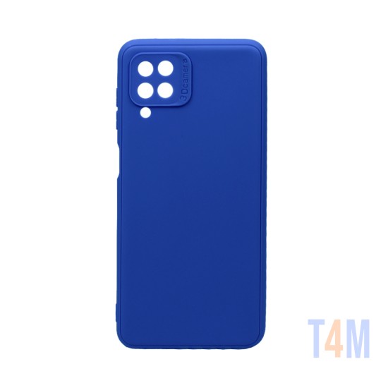 Capa de Silicone Macio com Moldura de Câmera para Samsung Galaxy A12 Azul Escuro