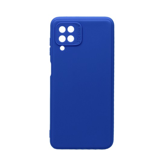 Capa de Silicone Macio com Moldura de Câmera para Samsung Galaxy A12 Azul Escuro