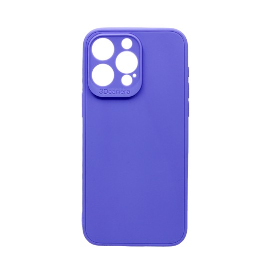 Capa de Silicone Macia com Moldura de Câmera para Apple iPhone 15 Pro Roxo