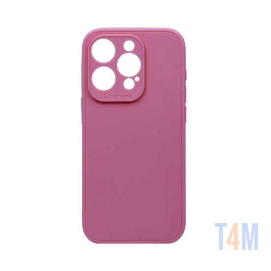 Capa de Silicone Macia com Moldura de Câmera para Apple iPhone 15 Pro Max Rosa