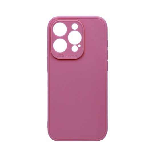 Capa de Silicone Macia com Moldura de Câmera para Apple iPhone 15 Pro Rosa