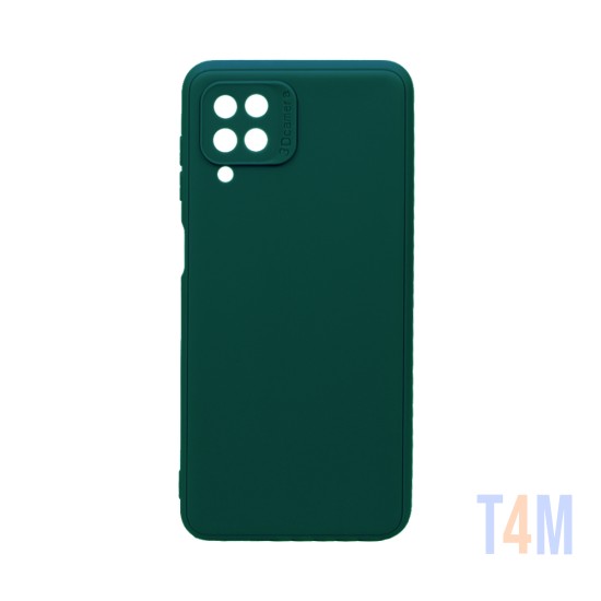 Capa de Silicone Macio com Moldura de Câmera para Samsung Galaxy A12 Verde Escuro