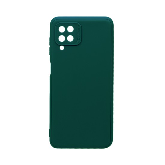 Capa de Silicone Macio com Moldura de Câmera para Samsung Galaxy A12 Verde Escuro