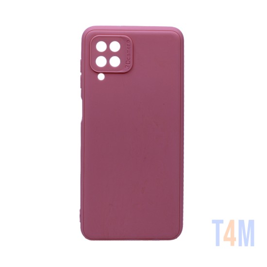 Capa de Silicone Macio com Moldura de Câmera para Samsung Galaxy A12 Rosa